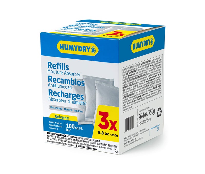 HUMYDRY USA250X3RC12 عبوة إعادة تعبئة ماص للرطوبة بدون رائحة، 8.8 أونصة، 3 عبوات - Image 1